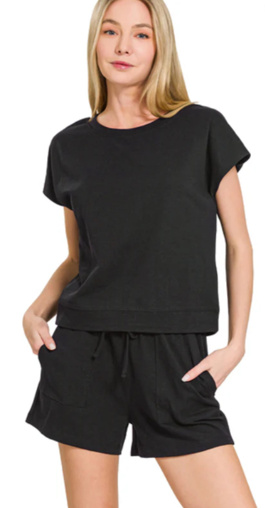 PREMIUM COTTON TOP & SHORTS SET in Black-How Cute is That? Boutique