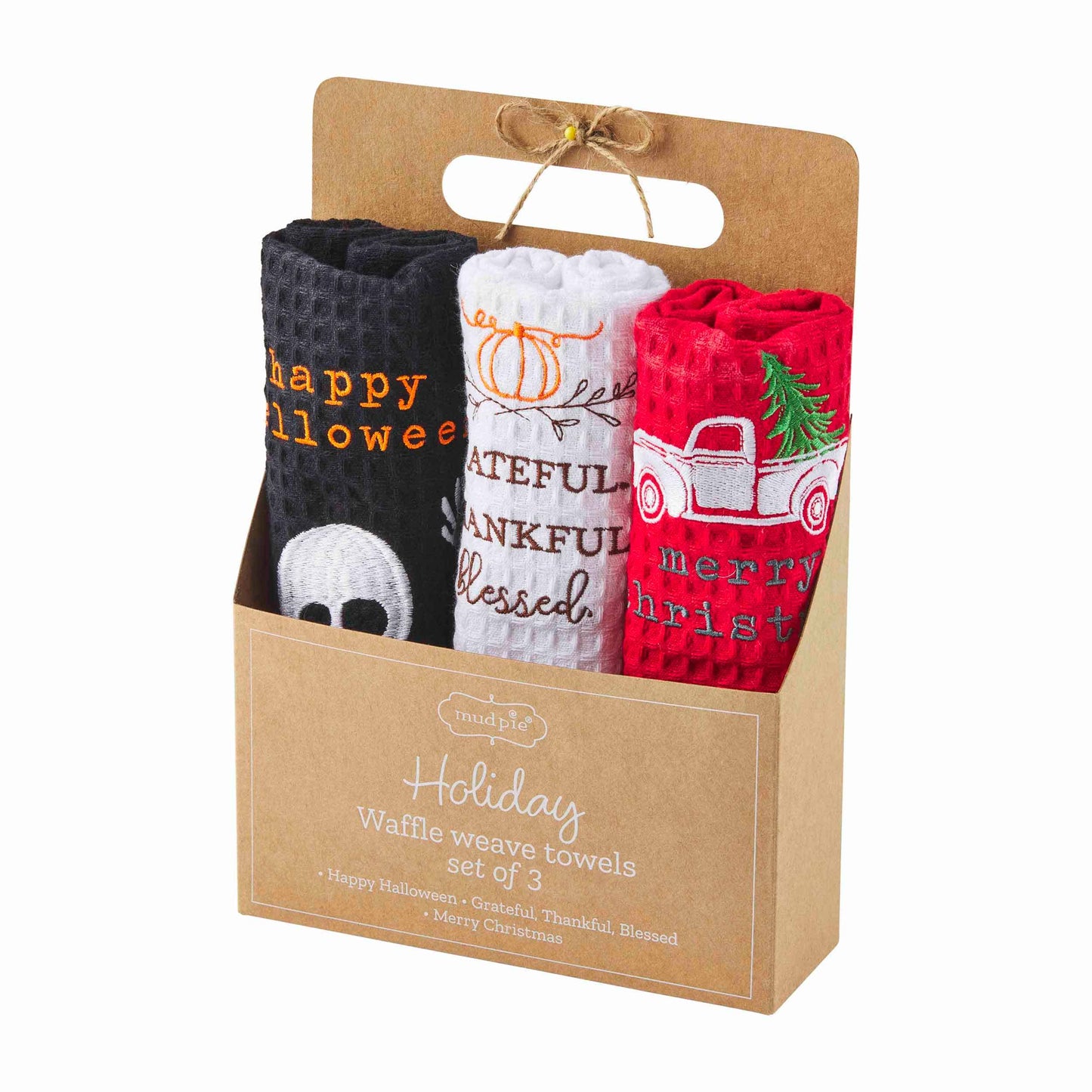 Holiday Waffle Weave Towels set of 3