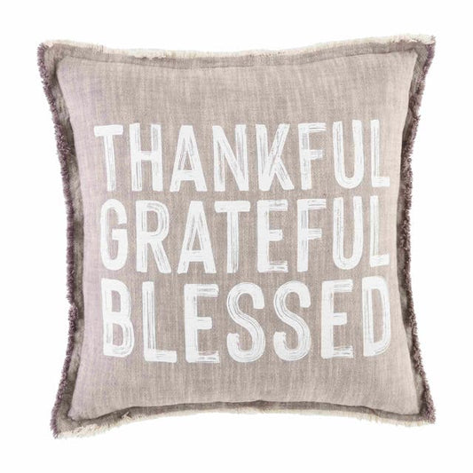 Thankful Grateful Fringe Pillow