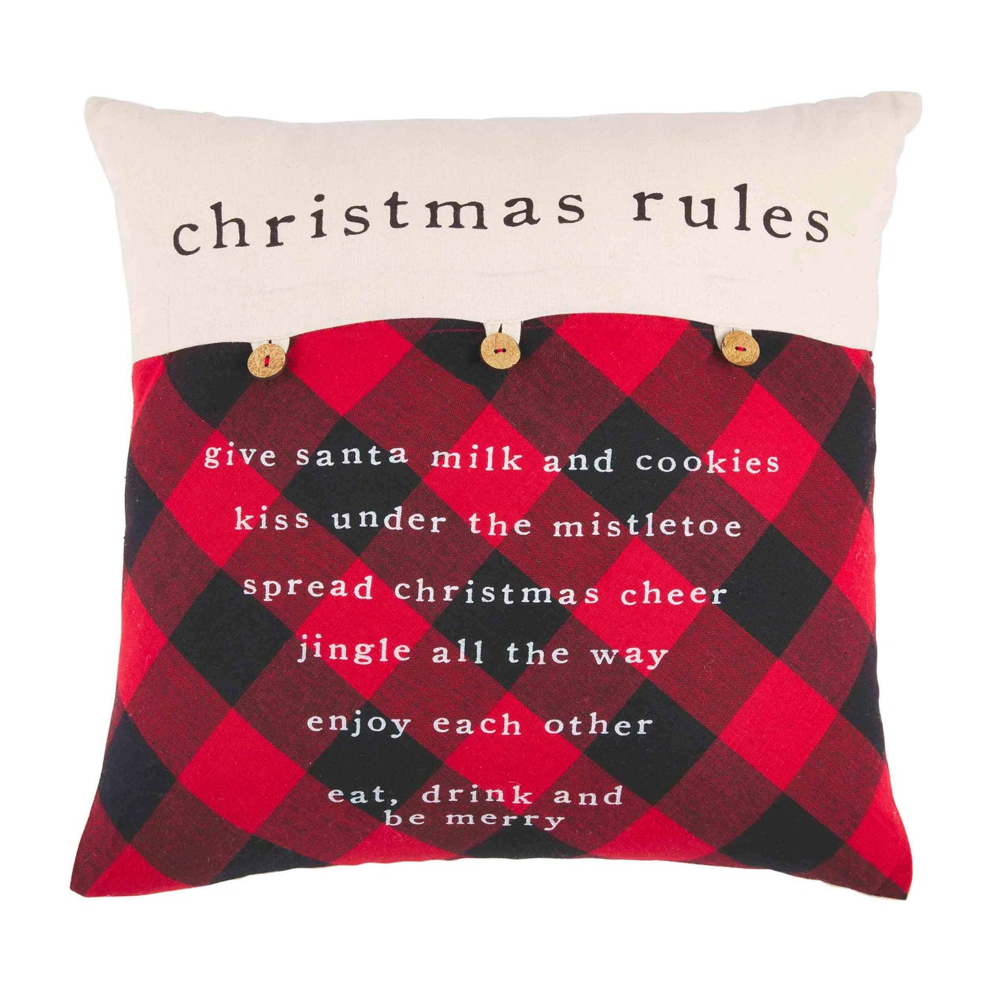 CHRISTMAS RULES BUTTON PILLOW