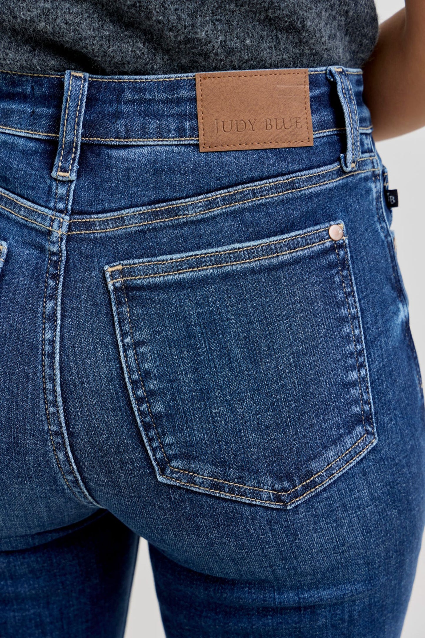 High Waist Trouser Flare Denim- PETITE