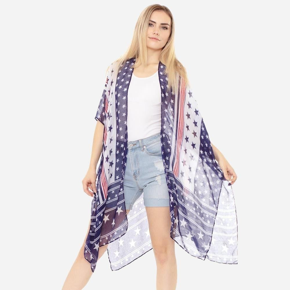 USA Themed Kimono Featuring Star Accents-How Cute is That? Boutique