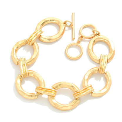 Hollow Circle Metal Chain Link T-Bar Bracelet