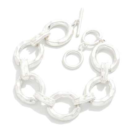 Hollow Circle Metal Chain Link T-Bar Bracelet