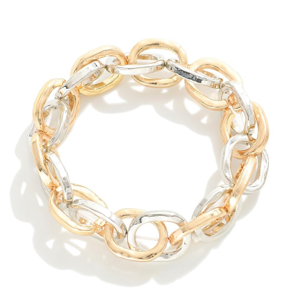 Metal Circular Chain Link Stretch Bracelet-How Cute is That? Boutique