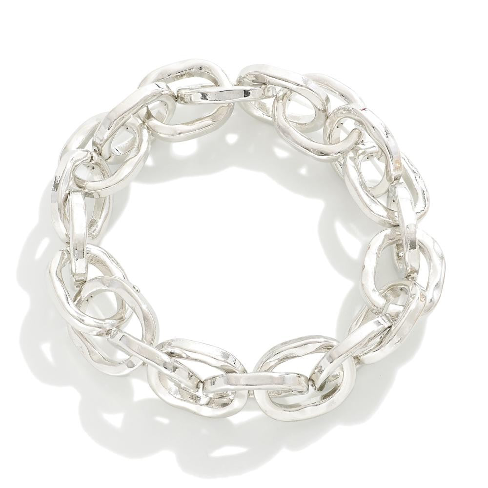 Metal Circular Chain Link Stretch Bracelet-How Cute is That? Boutique