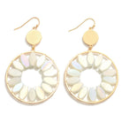 Metal Drop Earrings With Iridescent Beaded Flower Petals-How Cute is That? Boutique