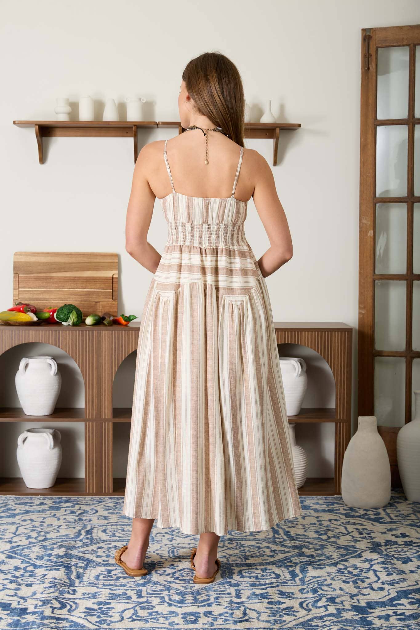 MULTI-PATTERN SPAGHETTI STRAP MIDI DRESS-How Cute is That? Boutique