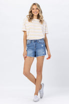 Judy Blue High-Rise Distressed Cutoff Shorts-How Cute is That? Boutique