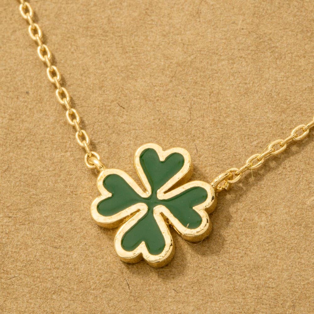 Green Clover Charm Necklace-How Cute is That? Boutique