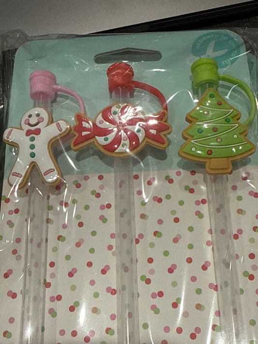 Christmas Cookie Jar Straw Topper Set