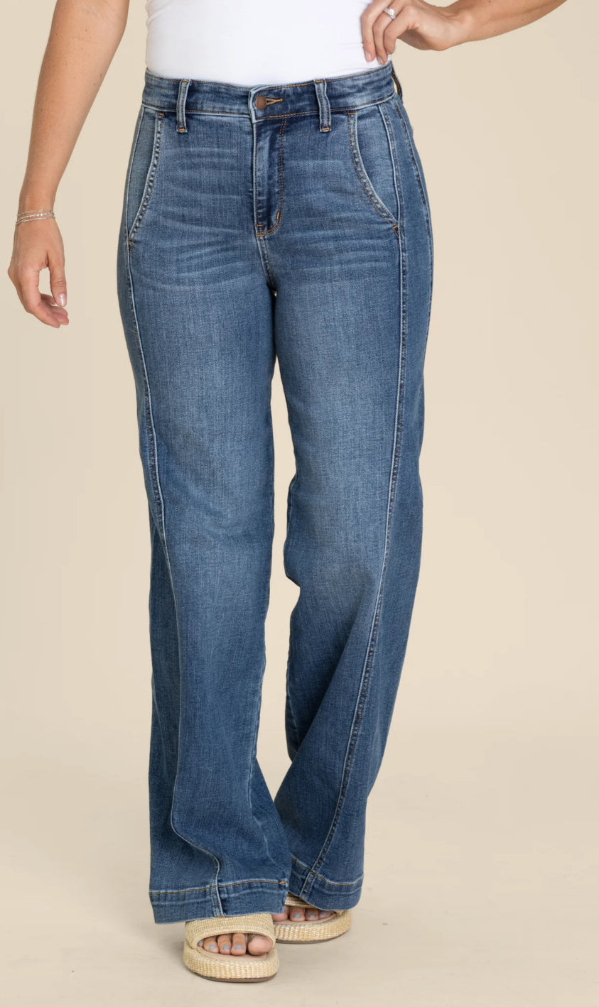 High Waist Wide Leg Trouser Denim-How Cute is That? Boutique