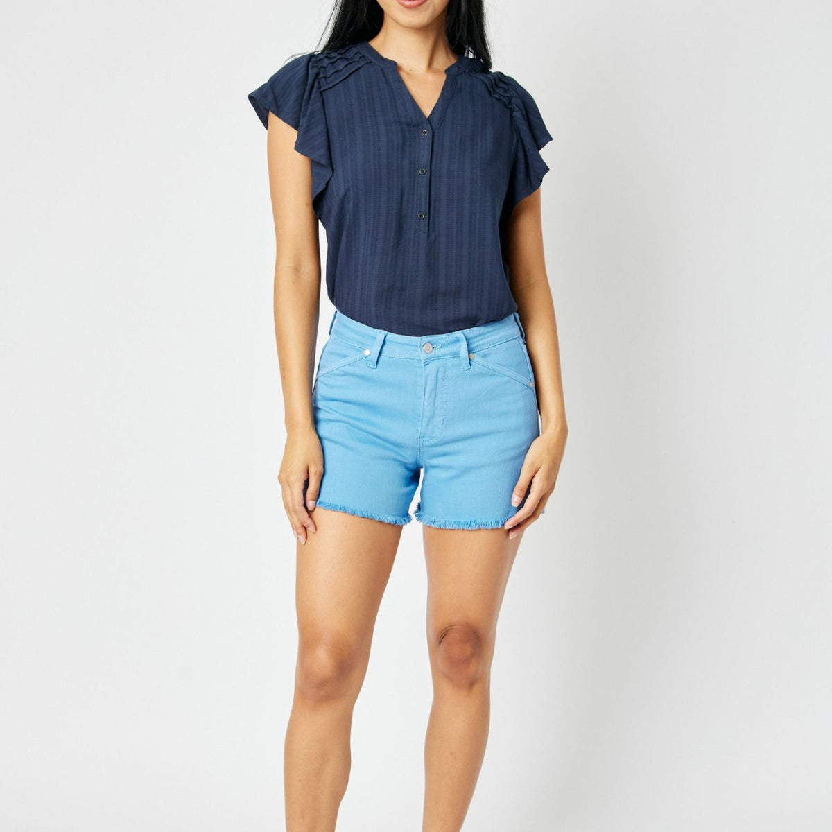 Mid-Rise Garment Dyed Fray Hem Shorts – How Cute is That? Boutique