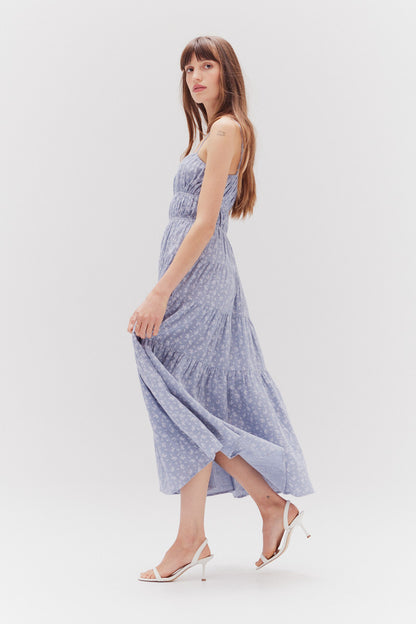 PRINTED GAUZE MIDI DRESS