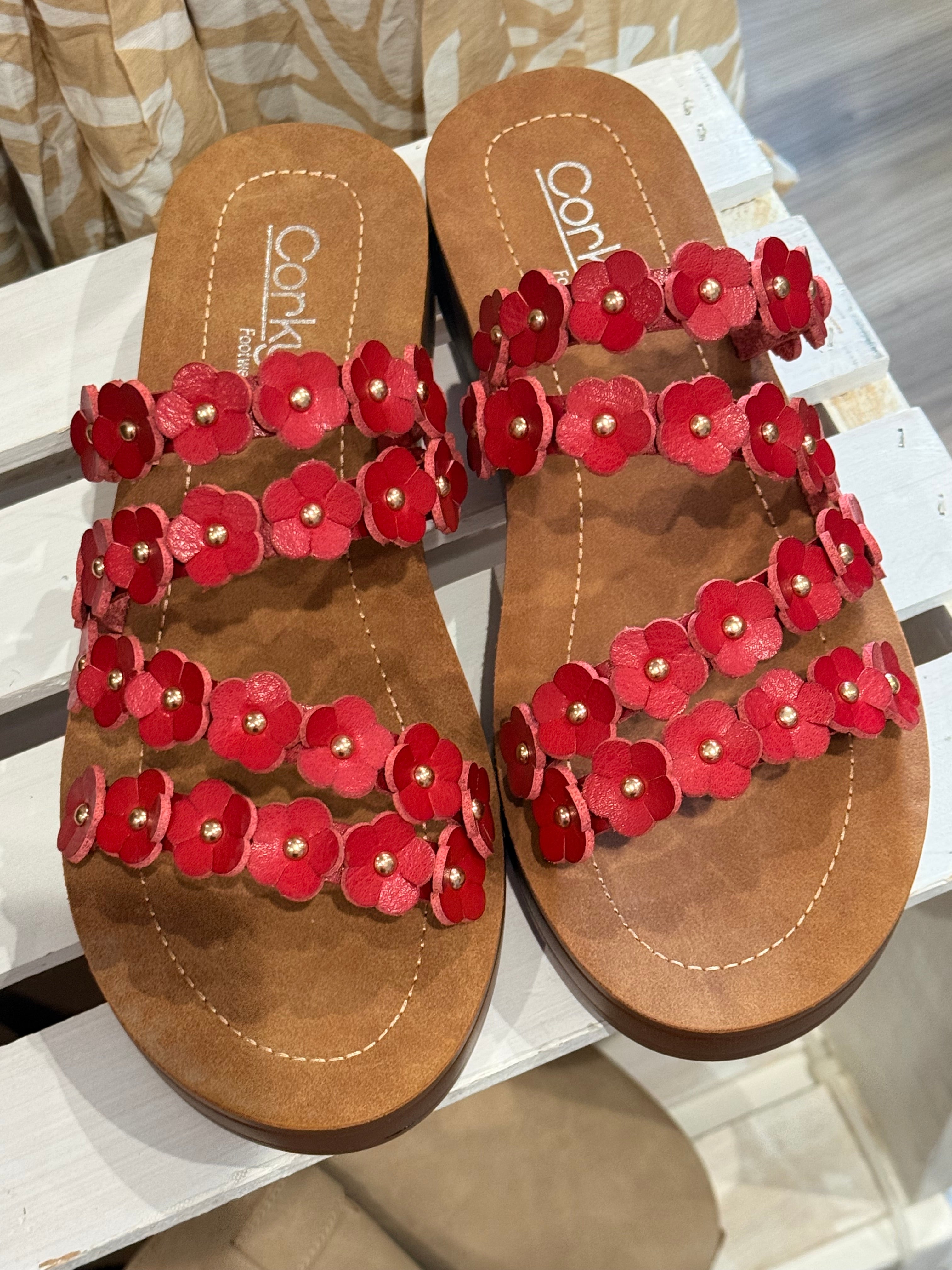 Corky's Garden Party Sandals in Red-How Cute is That? Boutique