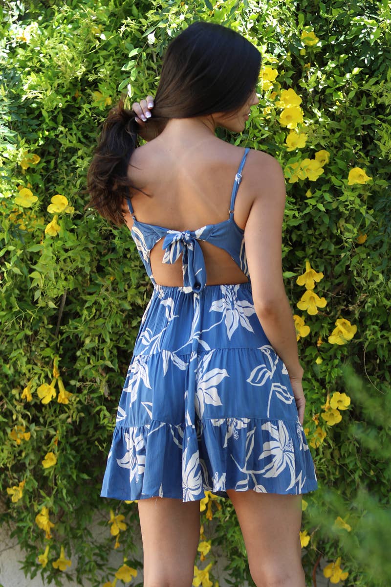 Tropical Tie Back Mini Dress