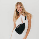 Rowan Raffia Sling Bag in Black-How Cute is That? Boutique