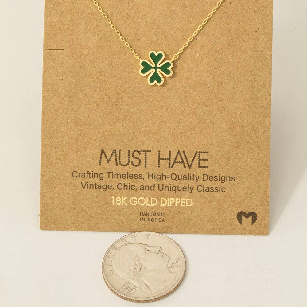 Green Clover Charm Necklace-How Cute is That? Boutique