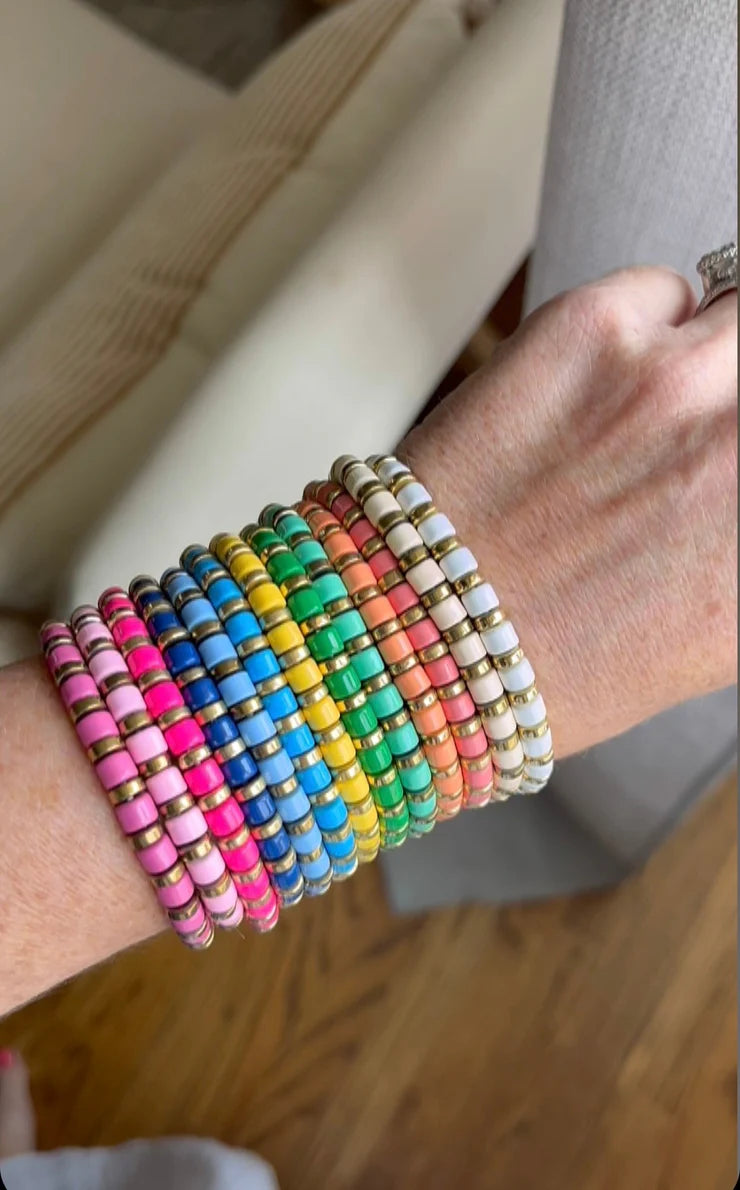 Enamel Beaded Charm Bar Bracelets