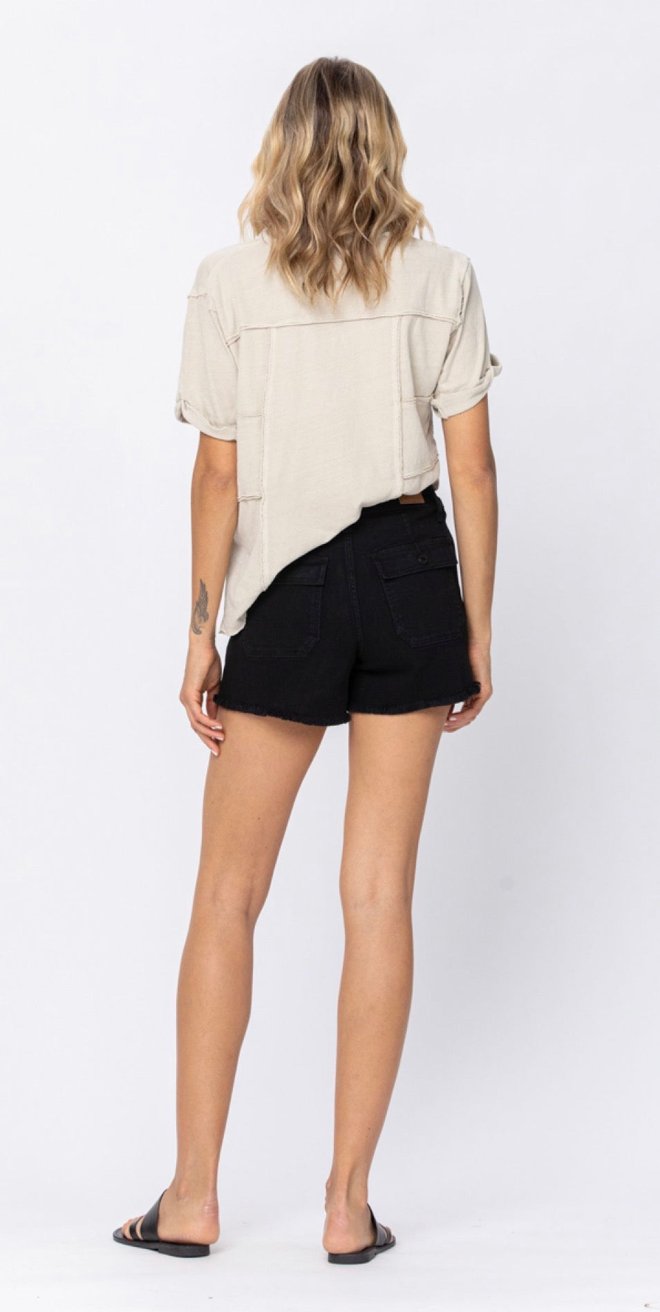 BLACK CARGO PATCH POCKET SHORTS- Judy Blue-How Cute is That? Boutique