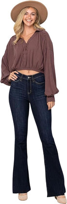 Judy Blue Women's High-Rise Raw Hem Tall Flare Jeans 82343-How Cute is That? Boutique
