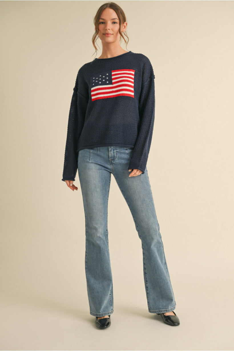 American flag print crochet knit top-How Cute is That? Boutique