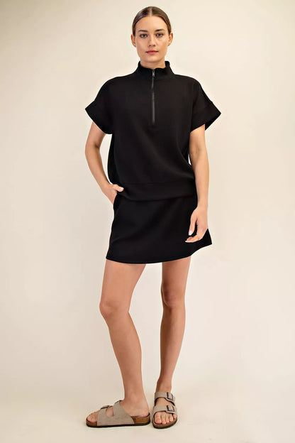 MODAL SCUBA QUARTER ZIP SHORT SLEEVE TOP