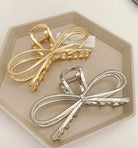 Bow Hair Claw in Silver-How Cute is That? Boutique