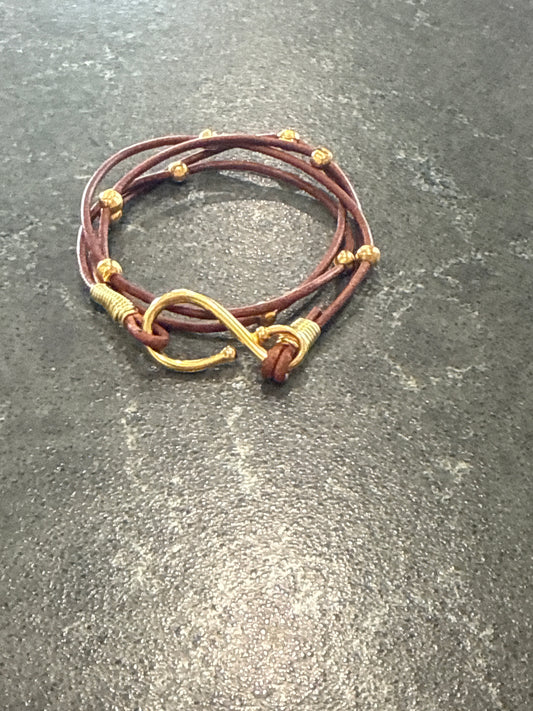 Wrap Bracelet with Gold Beads