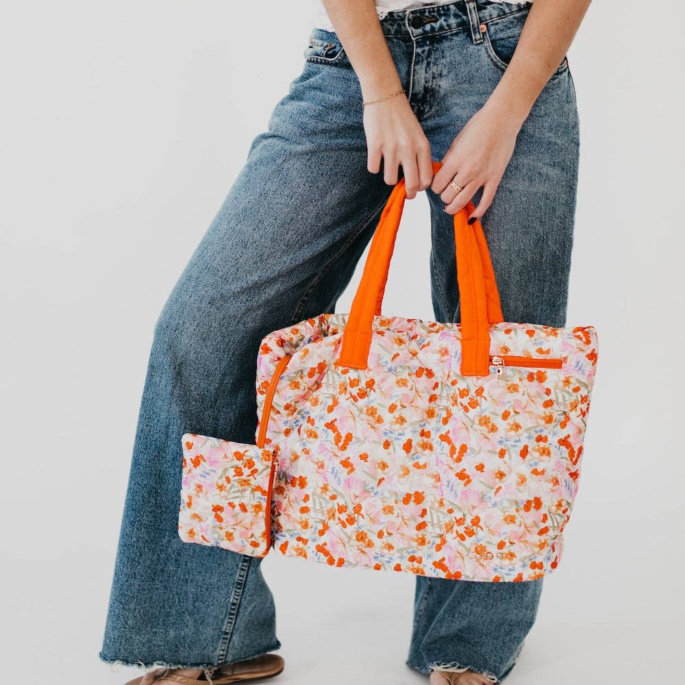 Presley Puffer Quilted Tote Bag With Pouch-How Cute is That? Boutique