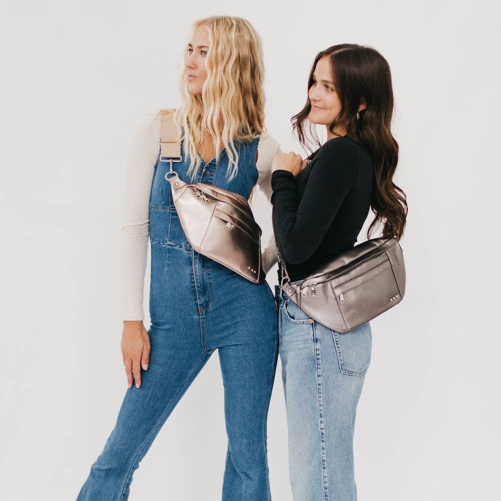 Marley Metallic Oversized Bum Bag Wholesale in Black-How Cute is That? Boutique