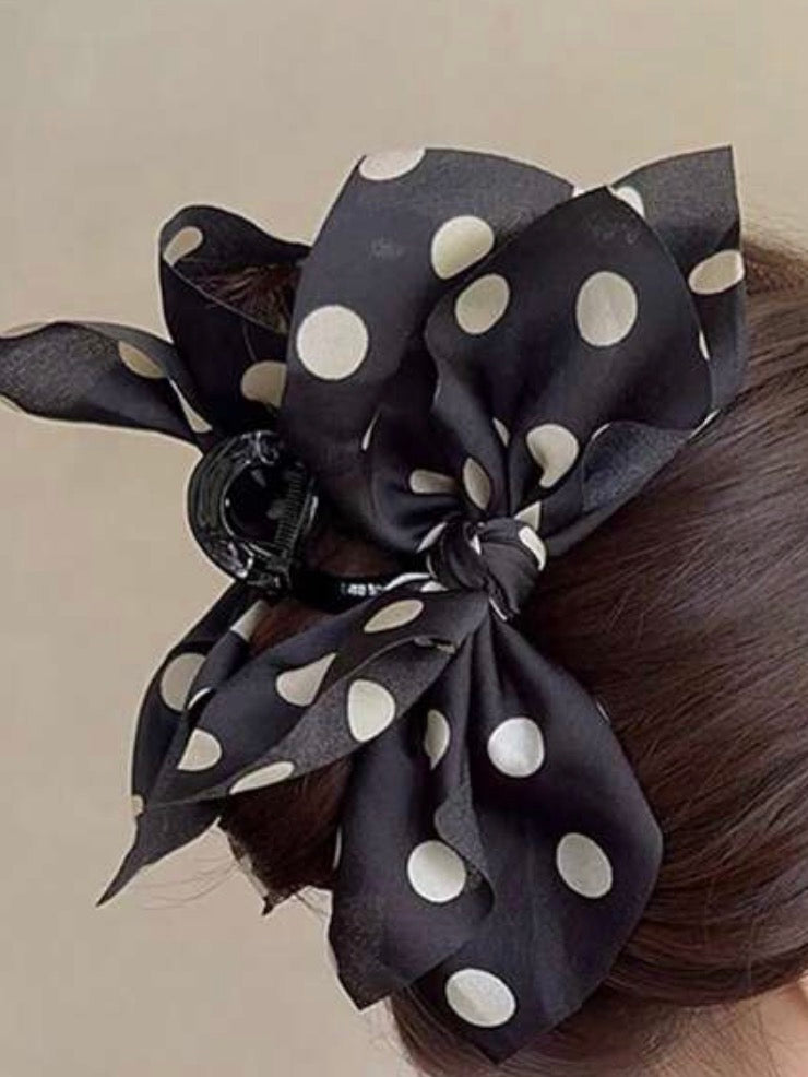 Polka Dot Bow Hair Claw- large-How Cute is That? Boutique