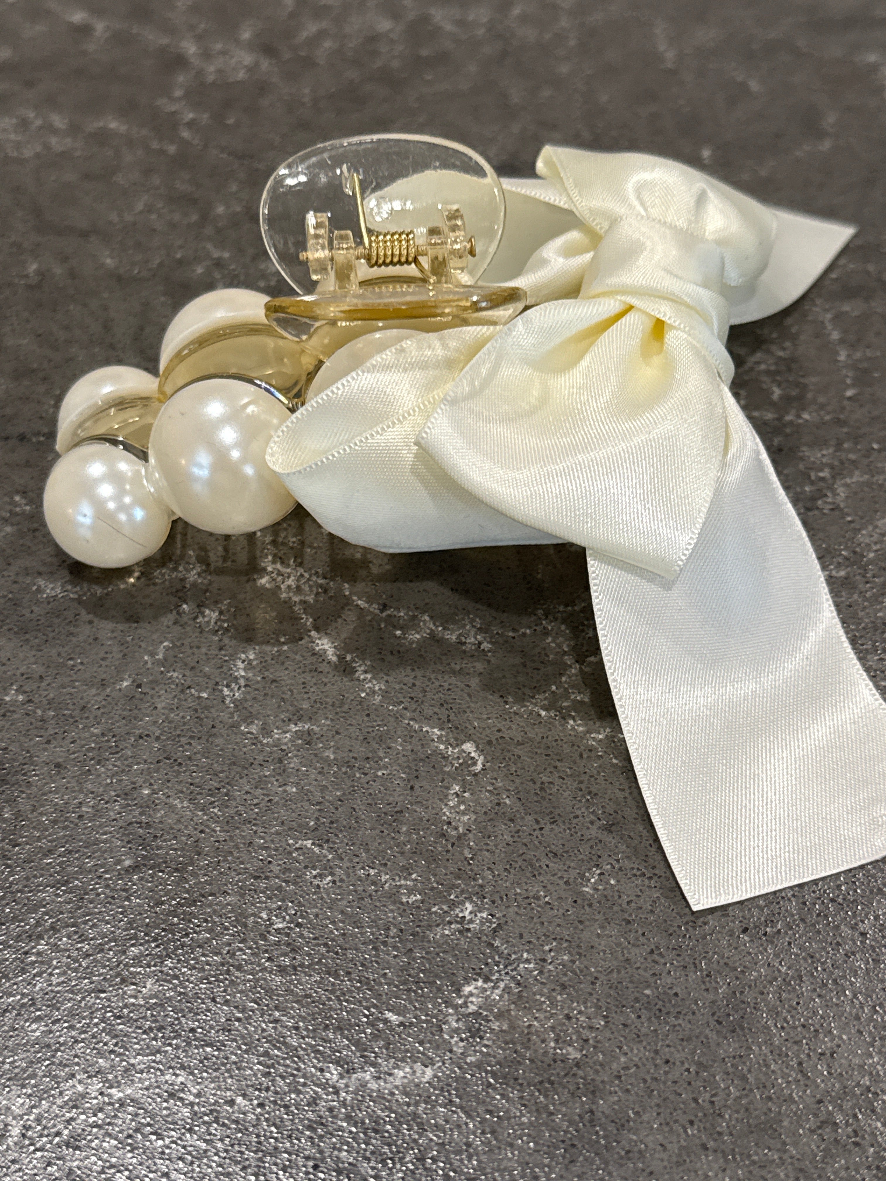 Pearl and Ribbon Bow Hair Claw-How Cute is That? Boutique