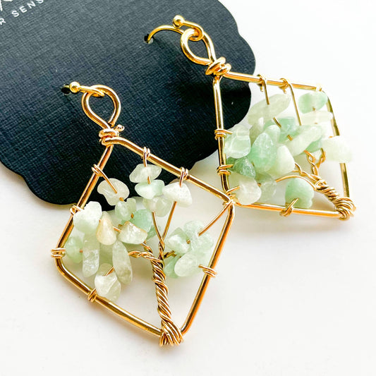 Deep Roots in Aventurine Earrings