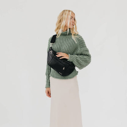 Marley Metallic Oversized Bum Bag Wholesale in Black