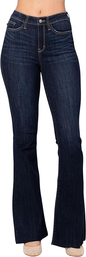 Judy Blue Women's High-Rise Raw Hem Tall Flare Jeans 82343-How Cute is That? Boutique