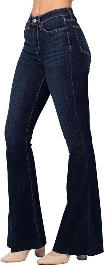 Judy Blue Women's High-Rise Raw Hem Tall Flare Jeans 82343