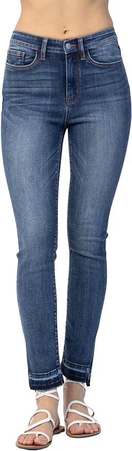 Judy Blue High Waist Skinny Jeans with Side Slit Released Hem