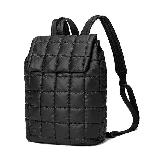 Quilted Puffer Backpack With Magnetic Flap Closure