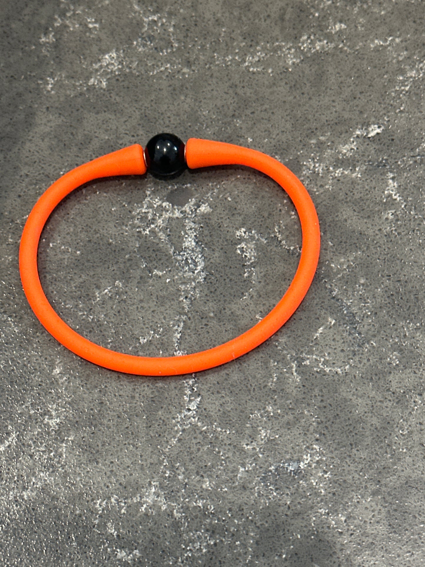 Orange with Black bead Game day bracelet