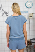 WASHED STRIPE SHORT SLEEVE HENLEY KNIT TOP-How Cute is That? Boutique