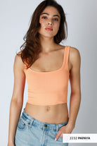 NIKIBIKI Chevron Ribbed Crop Top in Papaya-How Cute is That? Boutique