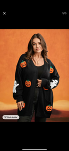 Halloween Pumpkin and Ghost Embroidered Cardigan-How Cute is That? Boutique
