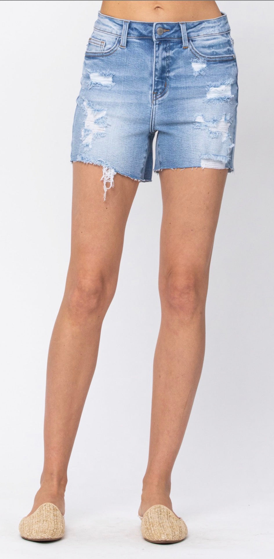 HW Distressed Denim Judy Blue Shorts-How Cute is That? Boutique