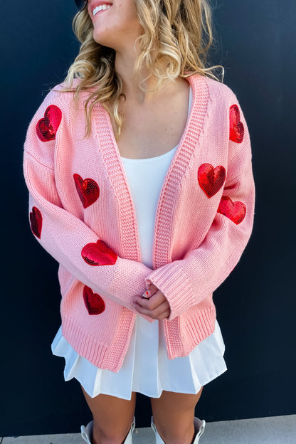 BE MINE SEQUIN HEART CARDIGAN