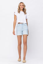 HIGH WAIST BLEACH LIGHT CUT OFF SHORTS-How Cute is That? Boutique