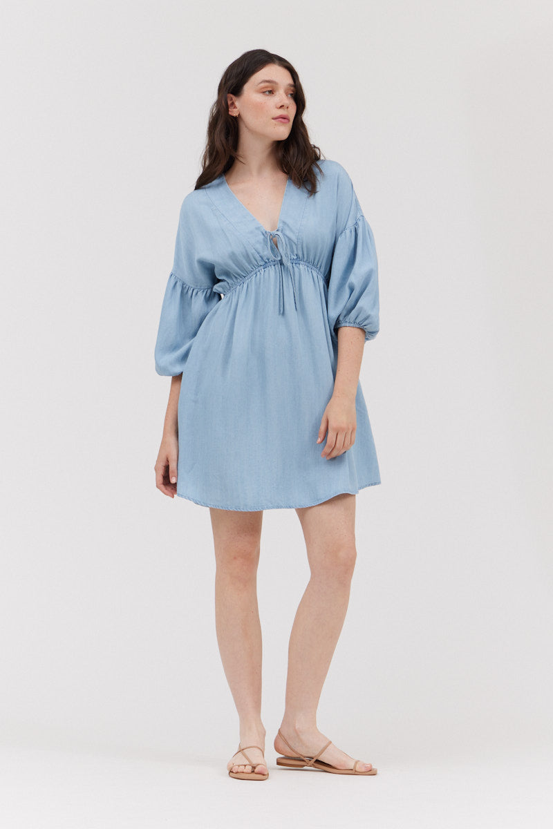 Chambray mini dress-How Cute is That? Boutique