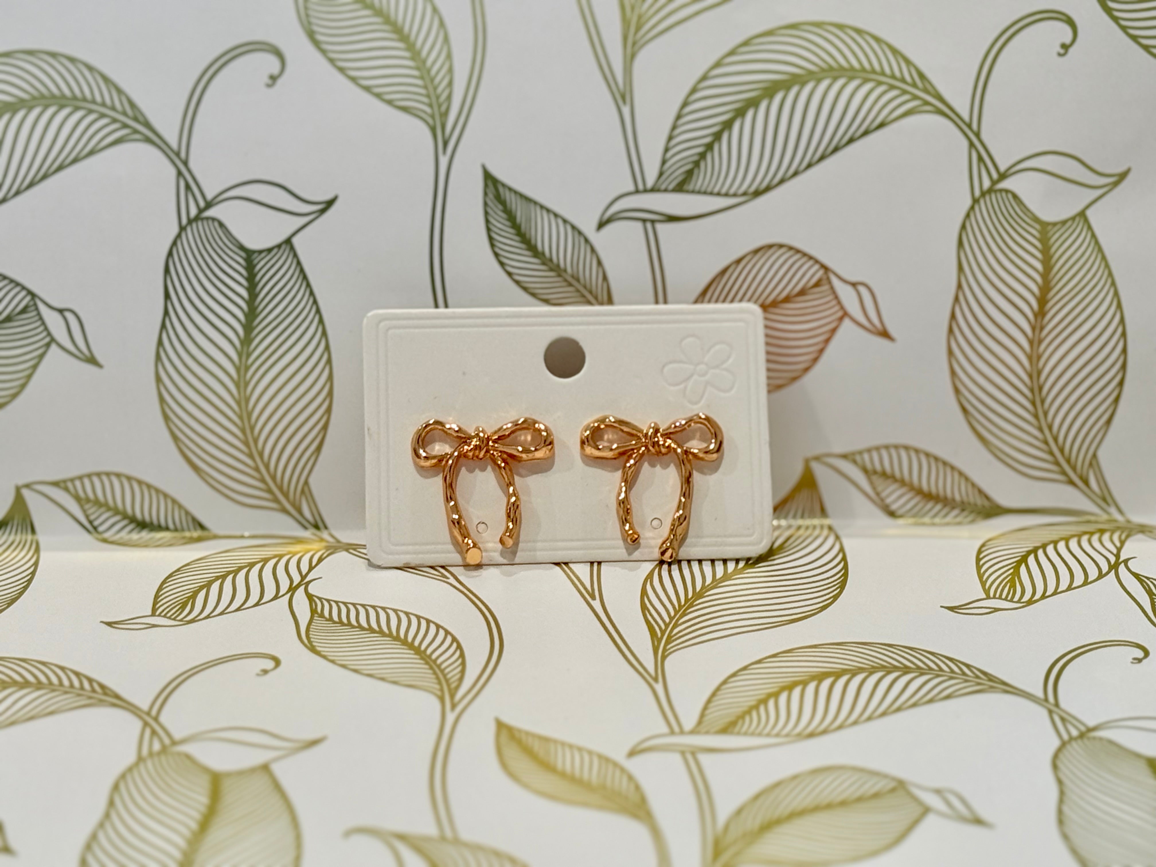 Gold Bow Earrings-How Cute is That? Boutique