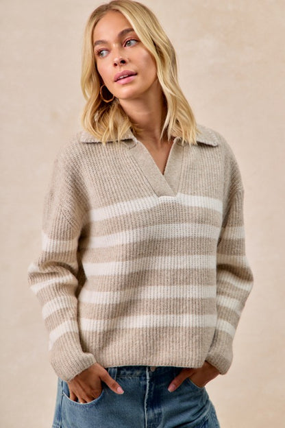 Striped Sweater with Collar