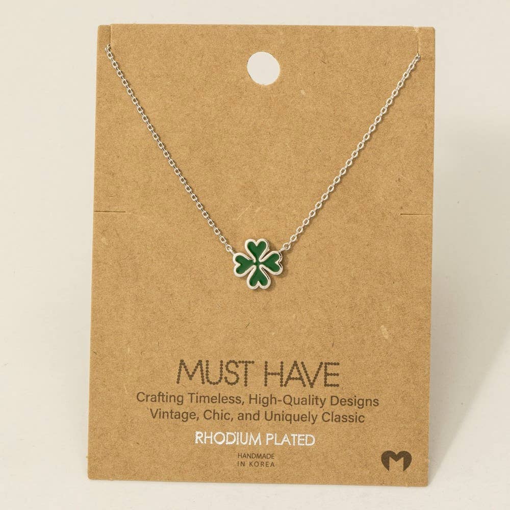 Green Clover Charm Necklace-How Cute is That? Boutique